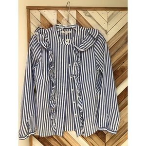 striped ruffle-front blouse | madewell | s